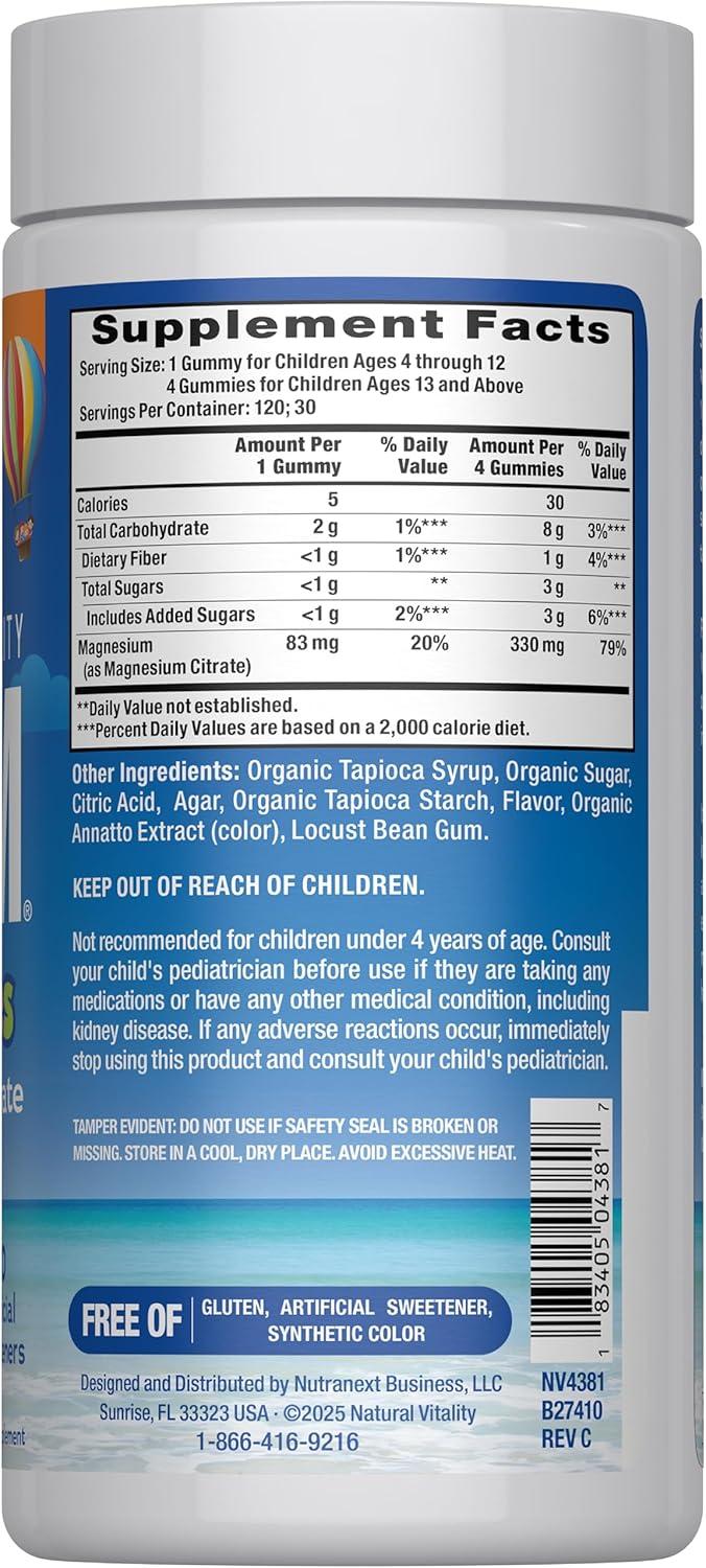image:imageNatural Vitality Calm Magnesium Citrate Kids Supplement Stress Relief Gummies Supports a Healthy Response to Stress Gluten Free Vegan Sweet Citrus 120 GummiesSupplement