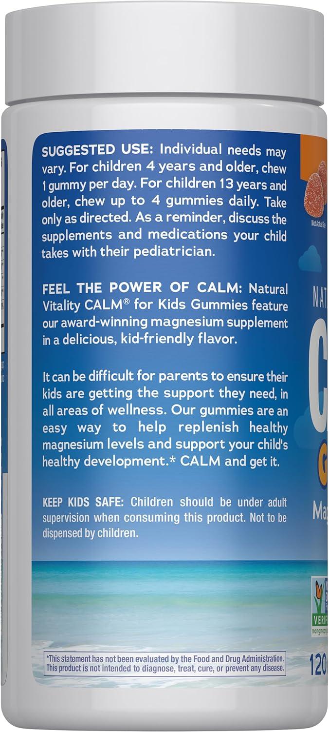 image:imageNatural Vitality Calm Magnesium Citrate Kids Supplement Stress Relief Gummies Supports a Healthy Response to Stress Gluten Free Vegan Sweet Citrus 120 GummiesSupplement