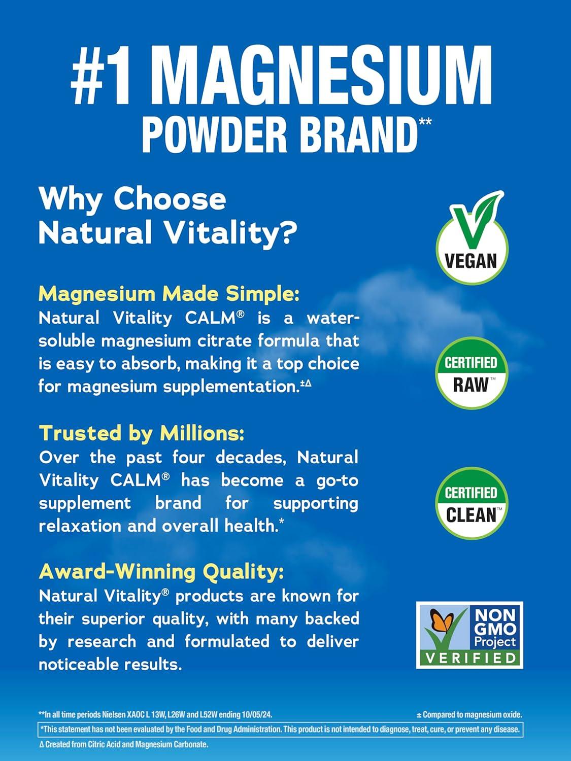 image:imageNatural Vitality Calm Magnesium Citrate Supplement AntiStress Drink Mix Powder Gluten Free Vegan amp NonGMO Orange 16 ozLemon