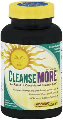 image:imageRenew Life Detox Cleanse More Reduces Bloating and Restores Regularity Overnight Constipation Relief Soy Dairy and glutenfree 100 Capsules100 Count Pack of 2