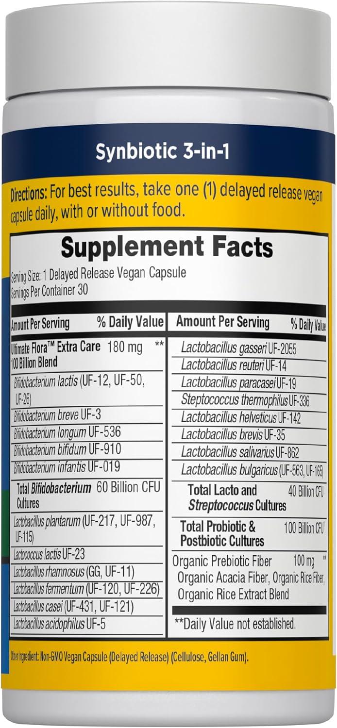image:imageRenew Life Extra Care Digestive Probiotic Capsules 50 Billion CFU Guaranteed Daily Supplement Supports Immune Digestive Respiratory Health1 L Rhamnosus GG Dairy Soy and GlutenFree 30 Count100 Billion CFU