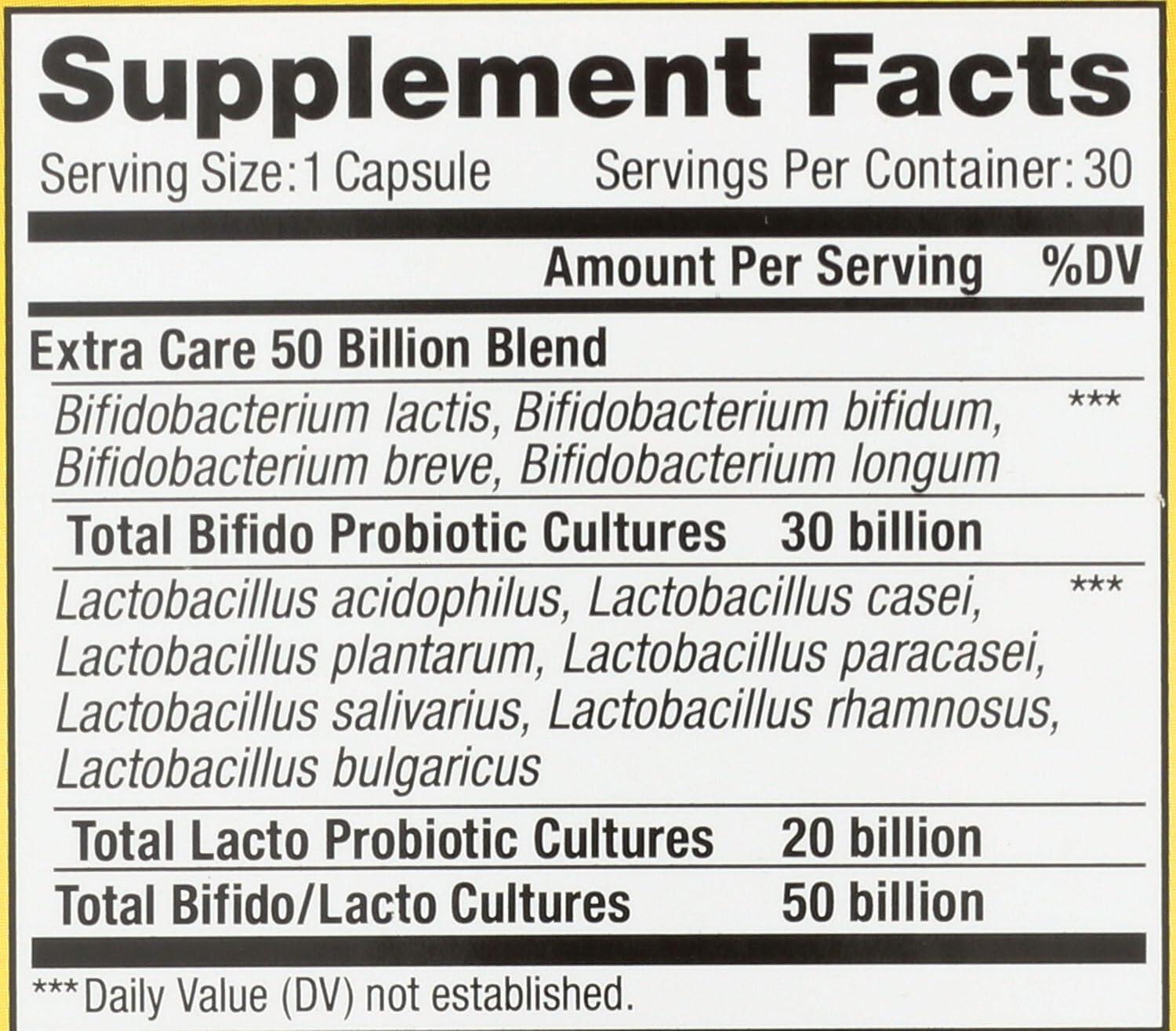 image:imageRenew Life Extra Care Digestive Probiotic Capsules 50 Billion CFU Guaranteed Daily Supplement Supports Immune Digestive Respiratory Health1 L Rhamnosus GG Dairy Soy and GlutenFree 30 Count50 Billion CFU