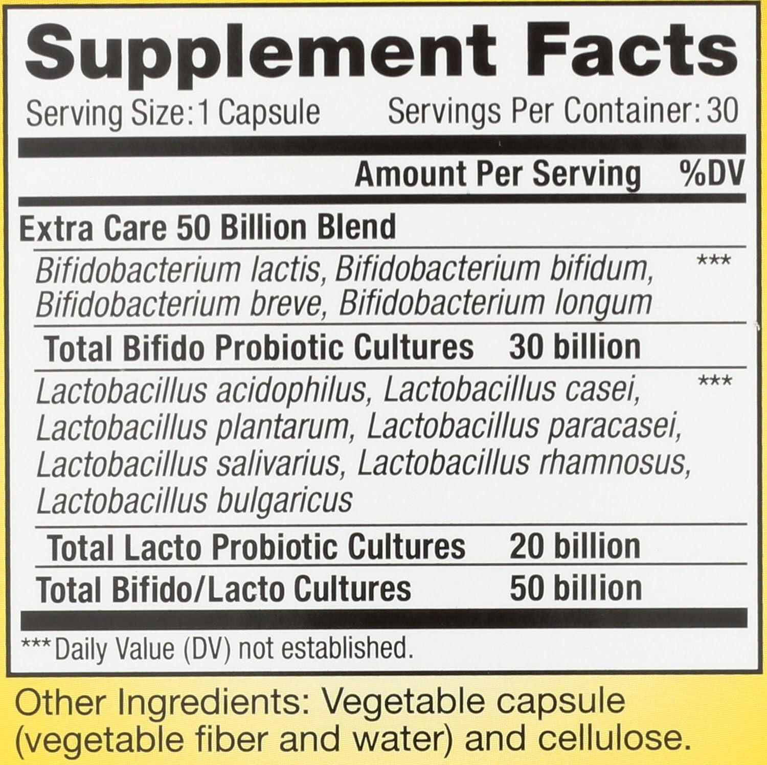 image:imageRenew Life Extra Care Digestive Probiotic Capsules 50 Billion CFU Guaranteed Daily Supplement Supports Immune Digestive Respiratory Health1 L Rhamnosus GG Dairy Soy and GlutenFree 30 Count50 Billion CFU