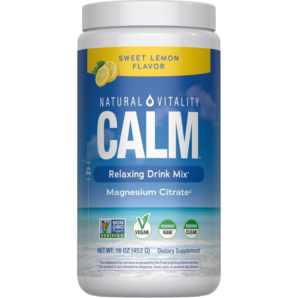 image:imageNatural Vitality Calm Magnesium Citrate Supplement AntiStress Drink Mix Powder Gluten Free Vegan amp NonGMO Orange 16 ozLemon