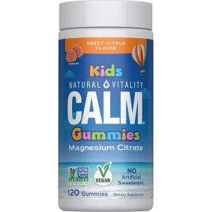 image:imageNatural Vitality Calm Magnesium Citrate Kids Supplement Stress Relief Gummies Supports a Healthy Response to Stress Gluten Free Vegan Sweet Citrus 120 GummiesSupplement