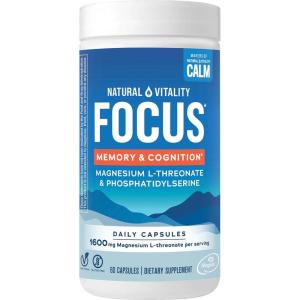 image:imageNatural Vitality Focus Magnesium LThreonate and Phosphatidylserine Nootropic Brain Supplements for Memory Focus and Cognition Gluten Free Vegetarian 60 Capsules