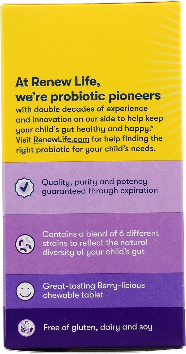 image:imageRenew Life Kids Probiotic Chewables Supports Digestive amp Immune Health Prebiotics amp Probiotics Raspberry 30 Chewable Tablets30 Count Pack of 1