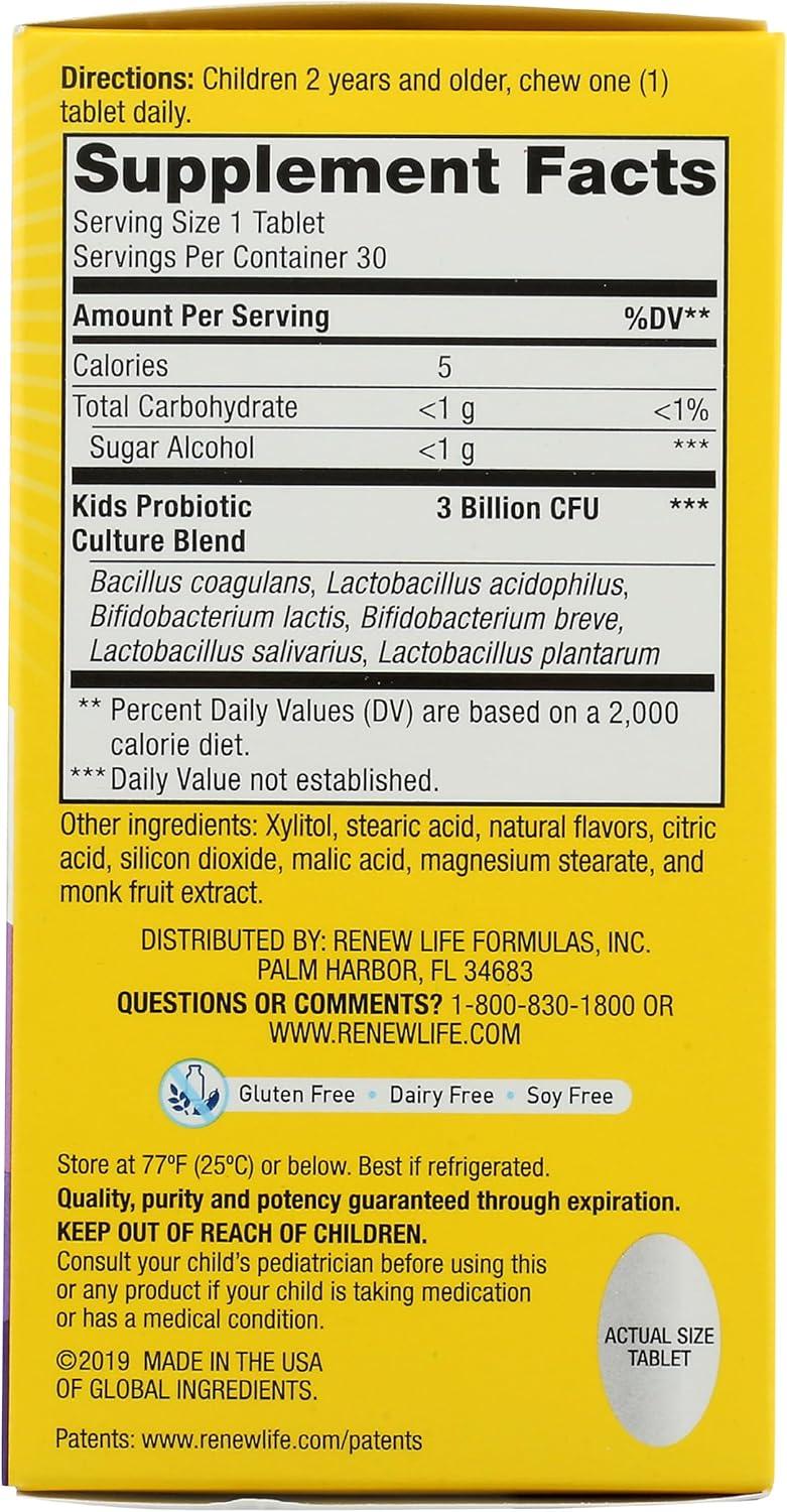 image:imageRenew Life Kids Probiotic Chewables Supports Digestive amp Immune Health Prebiotics amp Probiotics Raspberry 30 Chewable Tablets30 Count Pack of 1