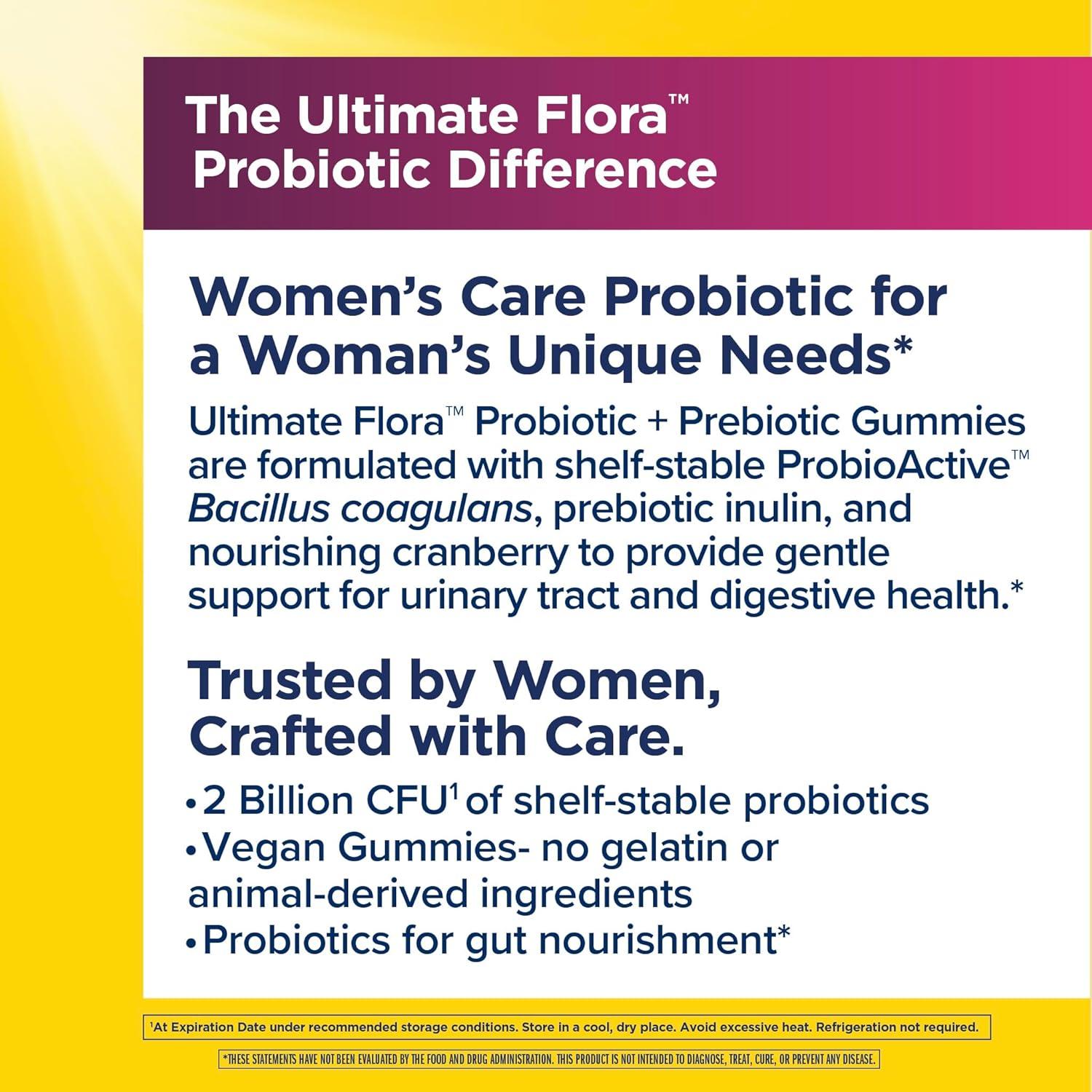 image:imageRenew Life Womens Care Cherry Prebiotic and Probiotic Gummies Digestive Urinary Tract and Immune Health B Coagulans and B Subtilis Dairy Soy and glutenfree 2 Billion CFU 48 Count
