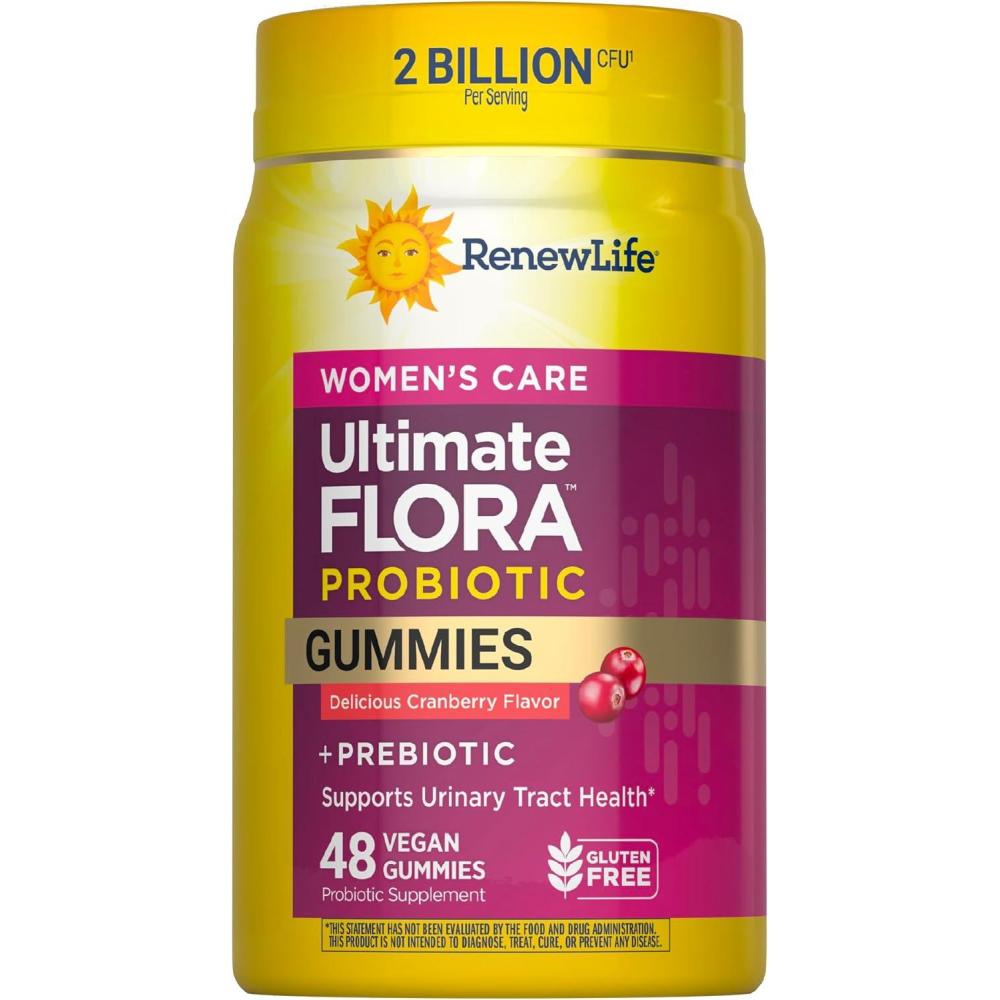 image:imageRenew Life Womens Care Cherry Prebiotic and Probiotic Gummies Digestive Urinary Tract and Immune Health B Coagulans and B Subtilis Dairy Soy and glutenfree 2 Billion CFU 48 Count