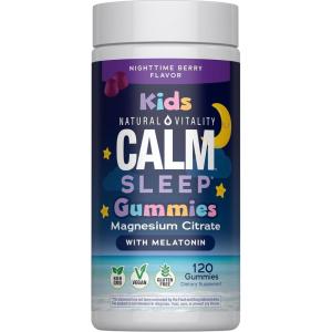 image:imageNatural Vitality Calm Magnesium Citrate Kids Supplement Stress Relief Gummies Supports a Healthy Response to Stress Gluten Free Vegan Nighttime Berry 120 Gummies