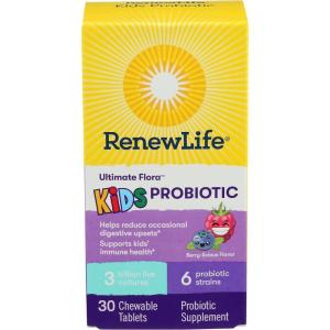 image:imageRenew Life Kids Probiotic Chewables Supports Digestive amp Immune Health Prebiotics amp Probiotics Raspberry 30 Chewable Tablets30 Count Pack of 1