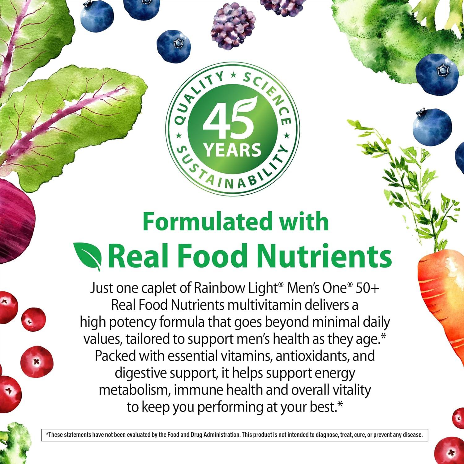 image:imageRainbow Light Multivitamin for Men 50 Vitamin C D amp Zinc Probiotics Mens One 50 Multivitamin Provides High Potency Immune Support NonGMO Vegetarian 150 Tablets150 Count Pack of 1
