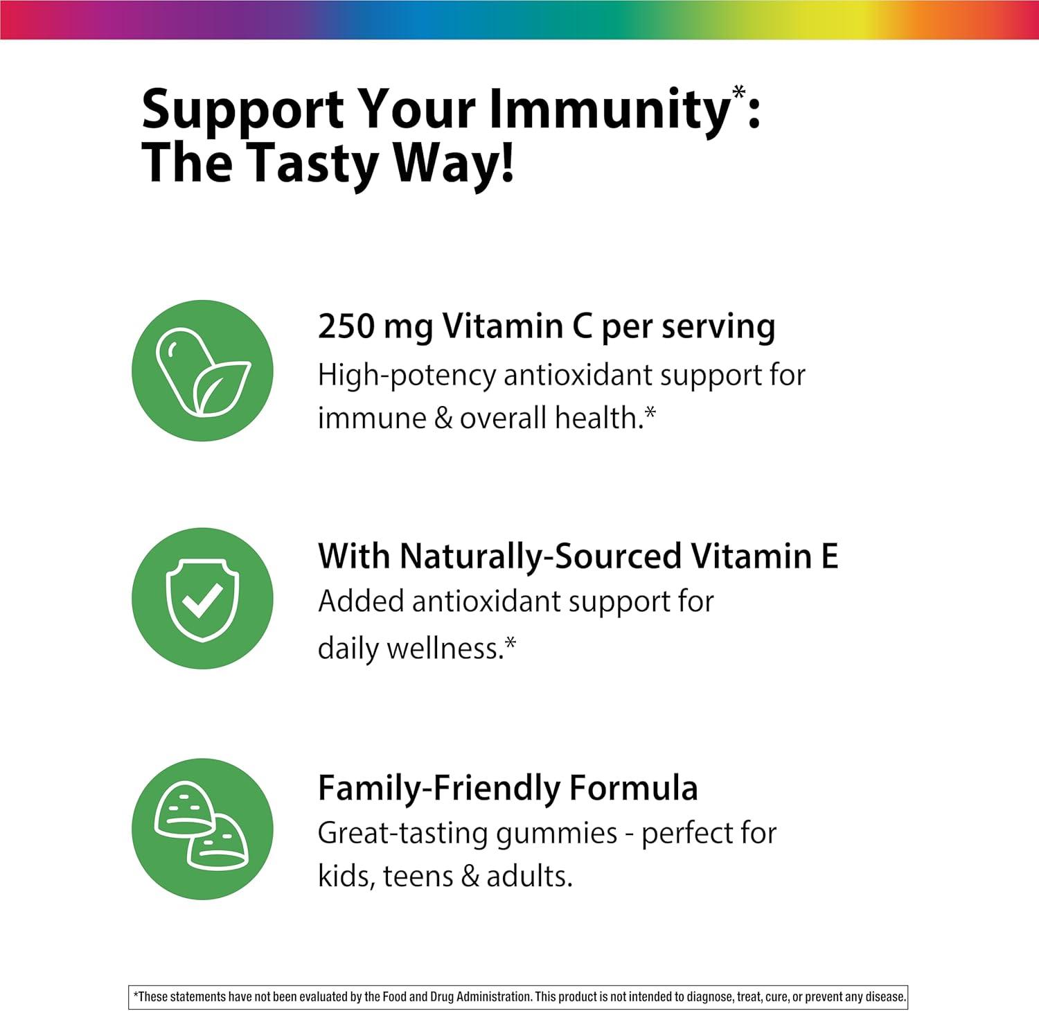 image:imageRainbow Light Vitamin C Gummies 60 Count Citrus Flavored with Vitamin E Immune amp Antioxidant Support for Adults and Kids