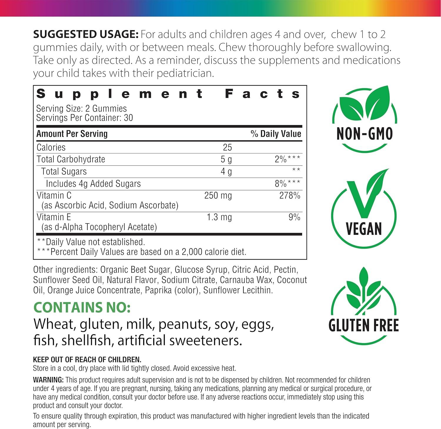 image:imageRainbow Light Vitamin C Gummies 60 Count Citrus Flavored with Vitamin E Immune amp Antioxidant Support for Adults and Kids