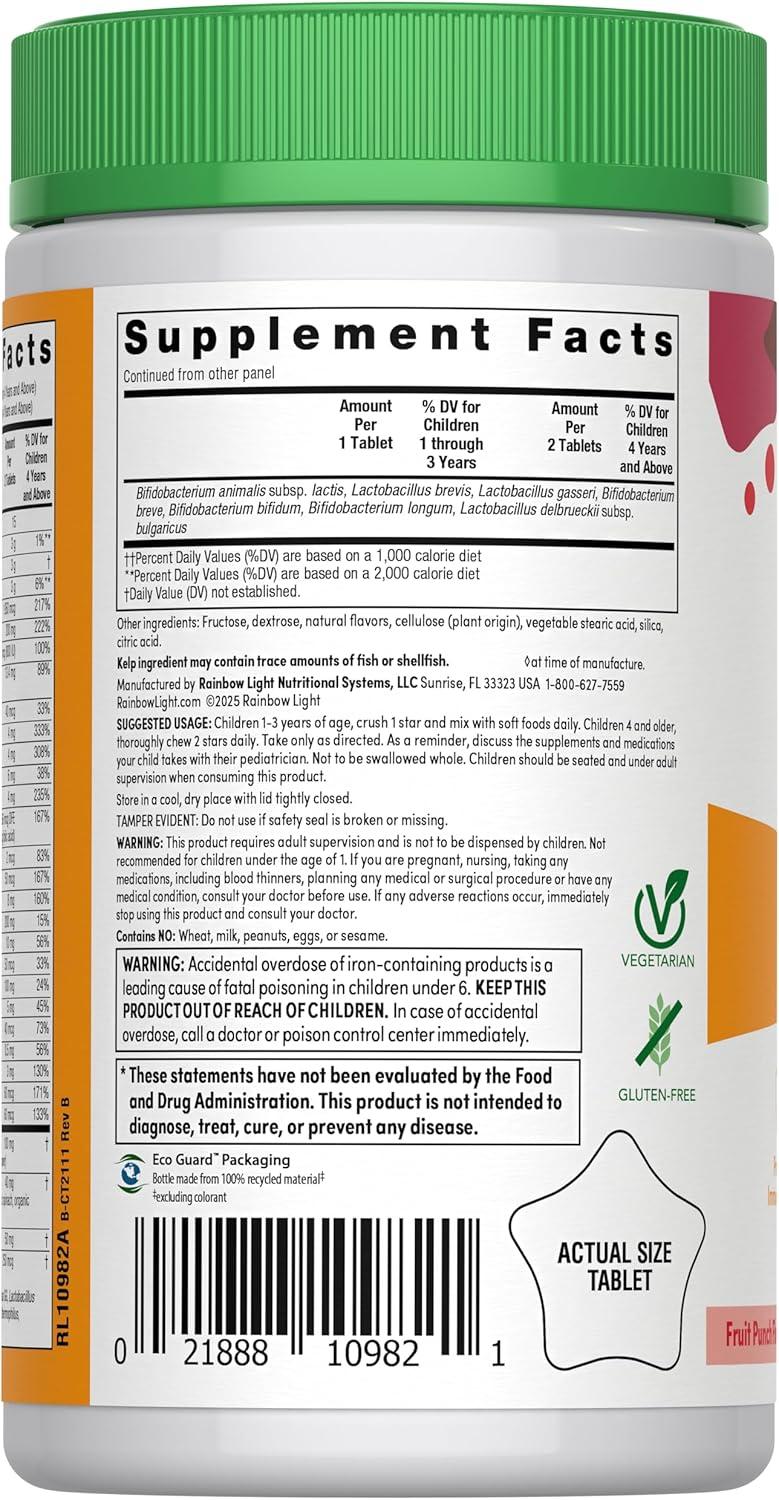 image:imageRainbow Light Kids One Multivitamin Tablets Provides Healthy Growth and Immune Support with Vitamin C Zinc amp B Complex Vegetarian and Gluten Free Fruit Punch 90 Count90 Count Pack of 1
