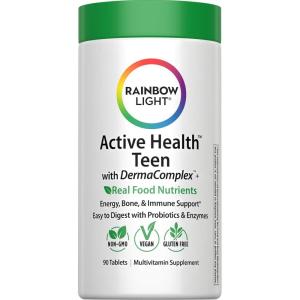 image:imageRainbow Light Multivitamin for Teens Vitamin C Zinc amp B Complex Supports Brain Health Nerve Function and a Strong Immune System Gluten Free Vegetarian Fruit Punch 90 Tablets