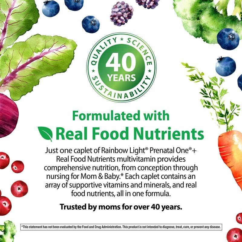 image:imageRainbow Light Prenatal Multivitamin One for Women 60 Caplets Essential Nutrition for Mom amp Baby Real Food Nutrients Prenatal Botanical amp Probiotic BlendPrenatal One