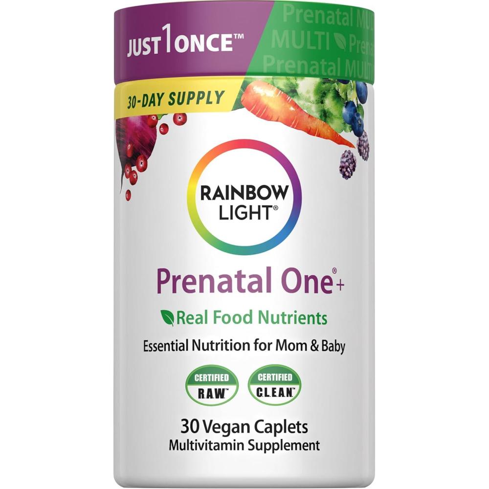 image:imageRainbow Light Prenatal Multivitamin One for Women 60 Caplets Essential Nutrition for Mom amp Baby Real Food Nutrients Prenatal Botanical amp Probiotic BlendPrenatal One