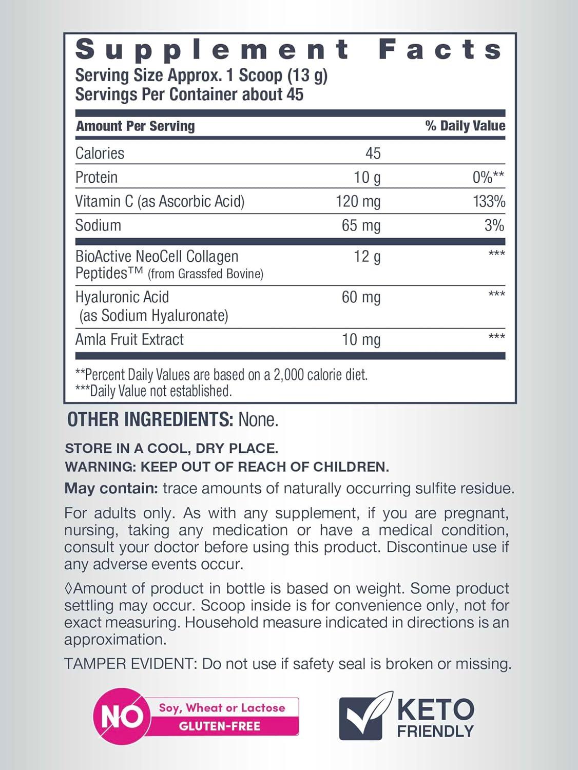 image:imageNeoCell Super Collagen Powder Collagen Plus includes Vitamin C amp Hyaluronic Acid Promotes Healthy Hair Beautiful Skin amp Nail Support Collagen Type 1 amp 3 12g Collagen per Serving 206 Oz129 Pound Pack of 1
