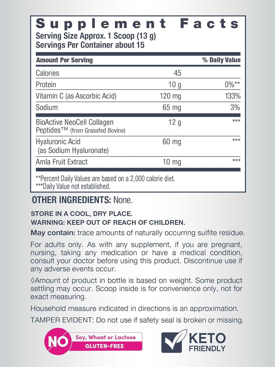 image:imageNeoCell Super Collagen Powder Collagen Plus includes Vitamin C amp Hyaluronic Acid Promotes Healthy Hair Beautiful Skin amp Nail Support Collagen Type 1 amp 3 12g Collagen per Serving 206 Oz69 Ounce Pack of 1