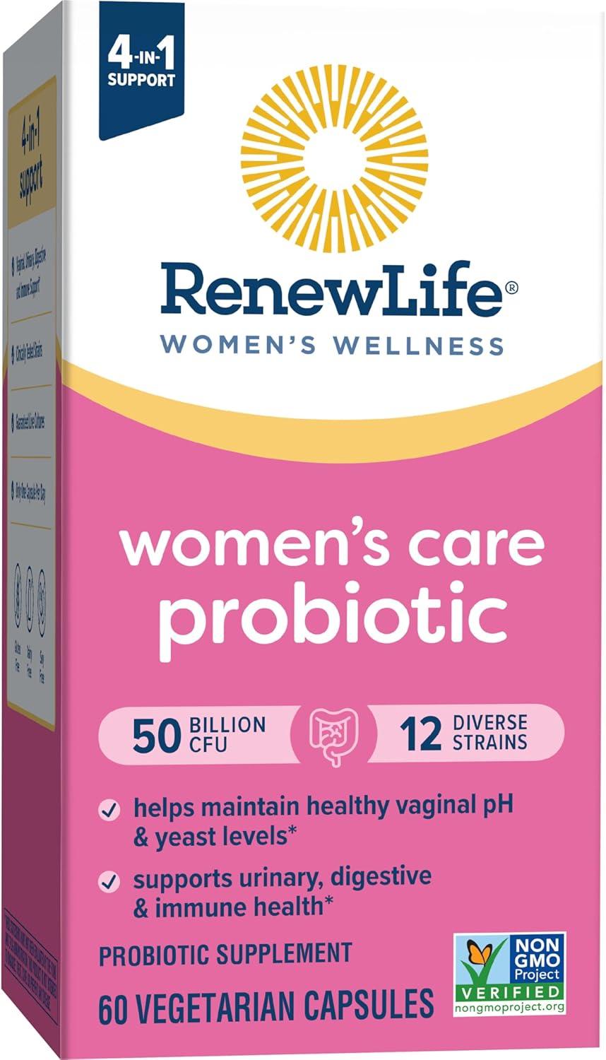 image:imageRenew Life Womens Probiotic Capsules 50 Billion CFU Guaranteed Supports pH Balance Vaginal Urinary Digestive and Immune Health2 L Rhamnosus GG Dairy Soy and GlutenFree 30 Count60 Count Pack of 1