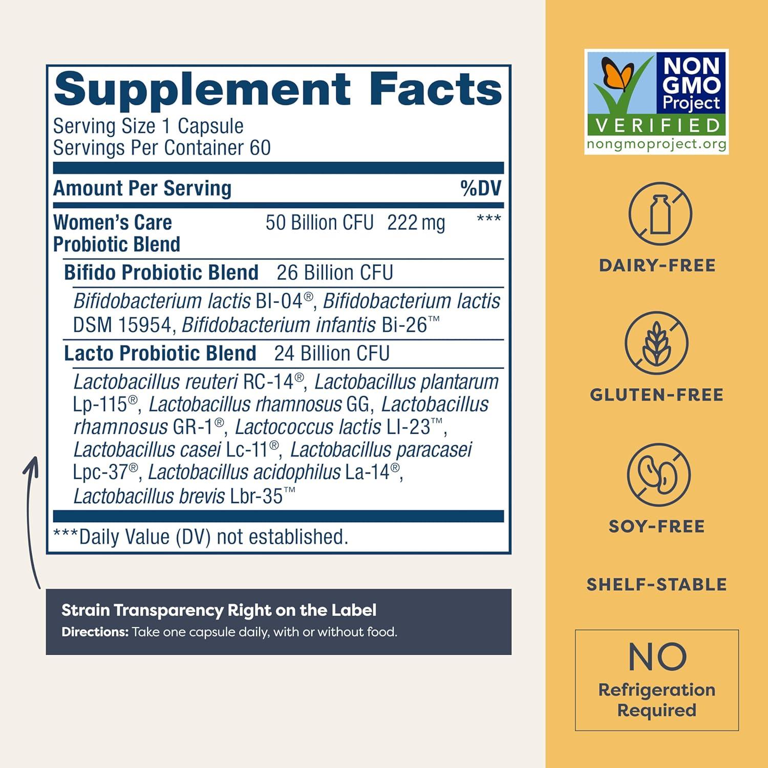 image:imageRenew Life Womens Probiotic Capsules 50 Billion CFU Guaranteed Supports pH Balance Vaginal Urinary Digestive and Immune Health2 L Rhamnosus GG Dairy Soy and GlutenFree 30 Count60 Count Pack of 1