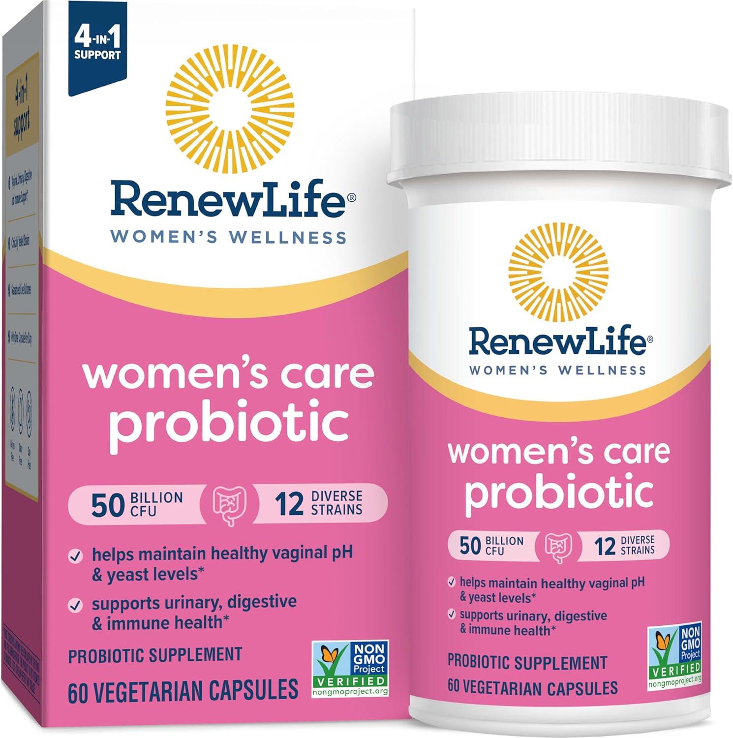 image:imageRenew Life Womens Probiotic Capsules 50 Billion CFU Guaranteed Supports pH Balance Vaginal Urinary Digestive and Immune Health2 L Rhamnosus GG Dairy Soy and GlutenFree 30 Count60 Count Pack of 1