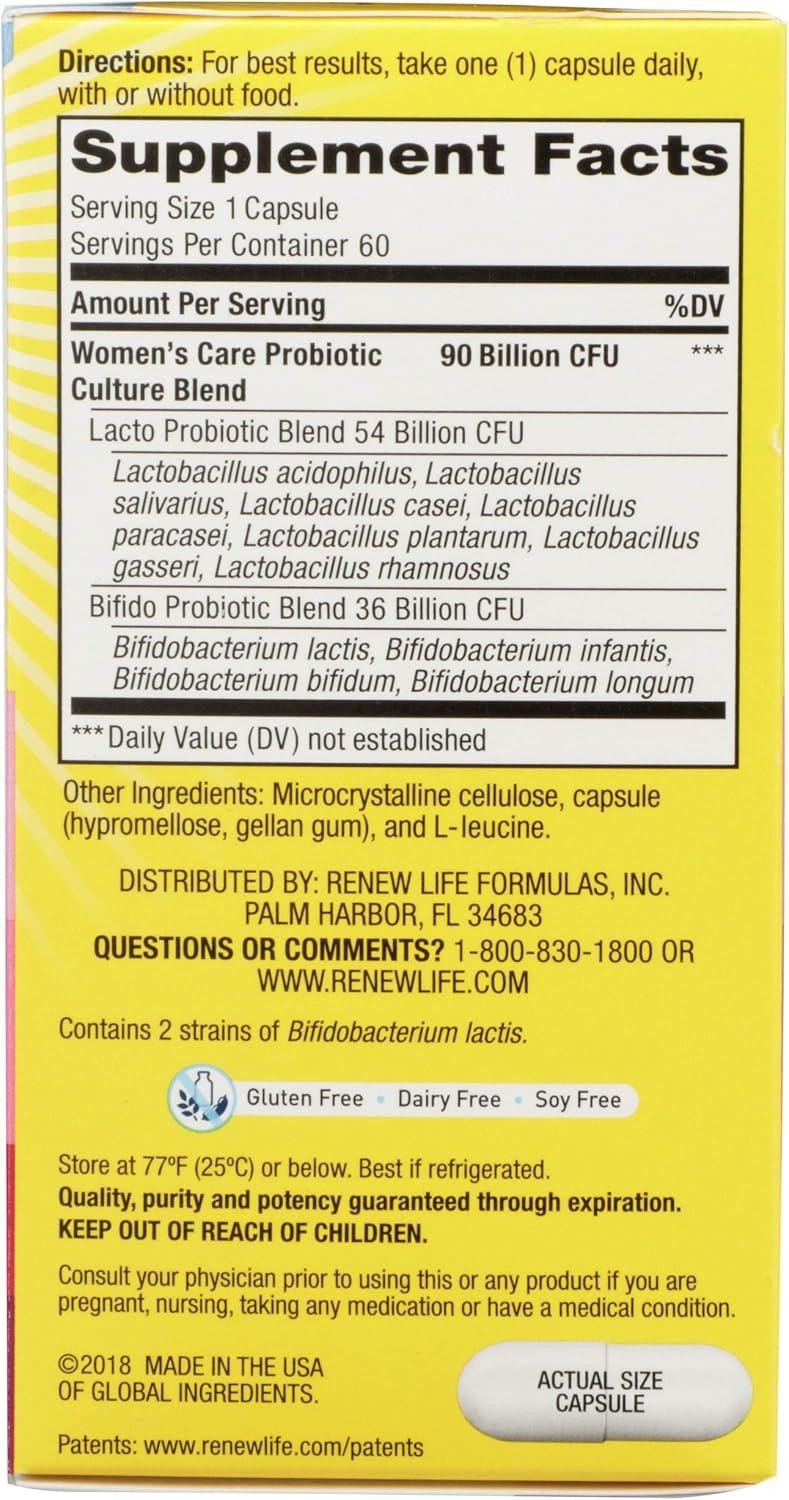 image:imageRenew Life Womens Probiotic Capsules 50 Billion CFU Guaranteed Supports pH Balance Vaginal Urinary Digestive and Immune Health2 L Rhamnosus GG Dairy Soy and GlutenFree 30 Count60 Count Pack of 1