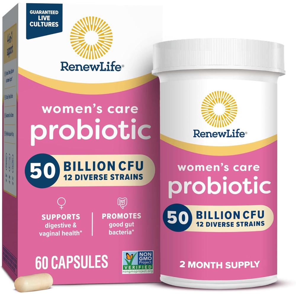 image:imageRenew Life Womens Probiotic Capsules 50 Billion CFU Guaranteed Supports pH Balance Vaginal Urinary Digestive and Immune Health2 L Rhamnosus GG Dairy Soy and GlutenFree 30 Count60 Count Pack of 1