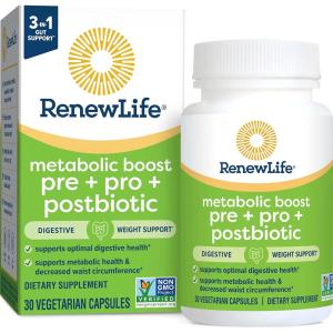image:imageRenew Life Metabolic Boost Pre  Pro  Postbiotic Prebiotics Probiotics and Postbiotics Support Optimal Digestive Health and Metabolic Health 30 Vegetarian Capsules