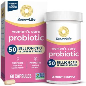 image:imageRenew Life Womens Probiotic Capsules 50 Billion CFU Guaranteed Supports pH Balance Vaginal Urinary Digestive and Immune Health2 L Rhamnosus GG Dairy Soy and GlutenFree 30 Count60 Count Pack of 1